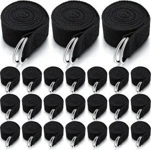 Leyndo 24 Pieces Yoga Strap Stretching Pilates Exercise Adjustable Straps 6 ft Non Elastic Yoga Belt with Adjustable D Ring Buckle for Pilates Gym Workouts Fitness