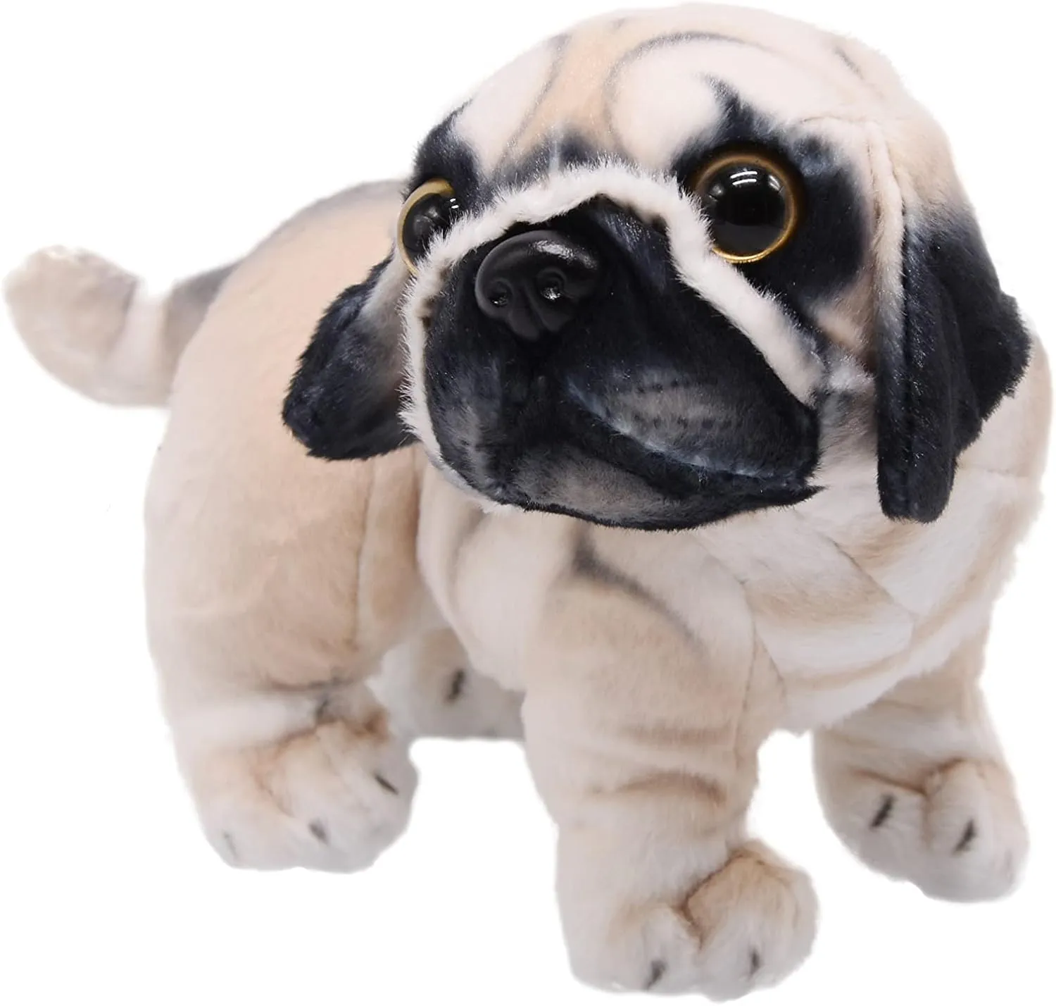 Lifelike Pug Dog Stuffed Animal Animated Plush Puppy Toy Doll Super Realistic Dogs Act Like Real Excellent Gifts for Kids Birthday Party Dog Collection 9 Inches (Pug)