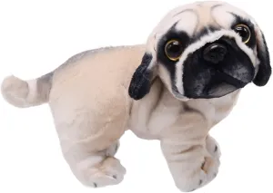 Lifelike Pug Dog Stuffed Animal Animated Plush Puppy Toy Doll Super Realistic Dogs Act Like Real Excellent Gifts for Kids Birthday Party Dog Collection 9 Inches (Pug)