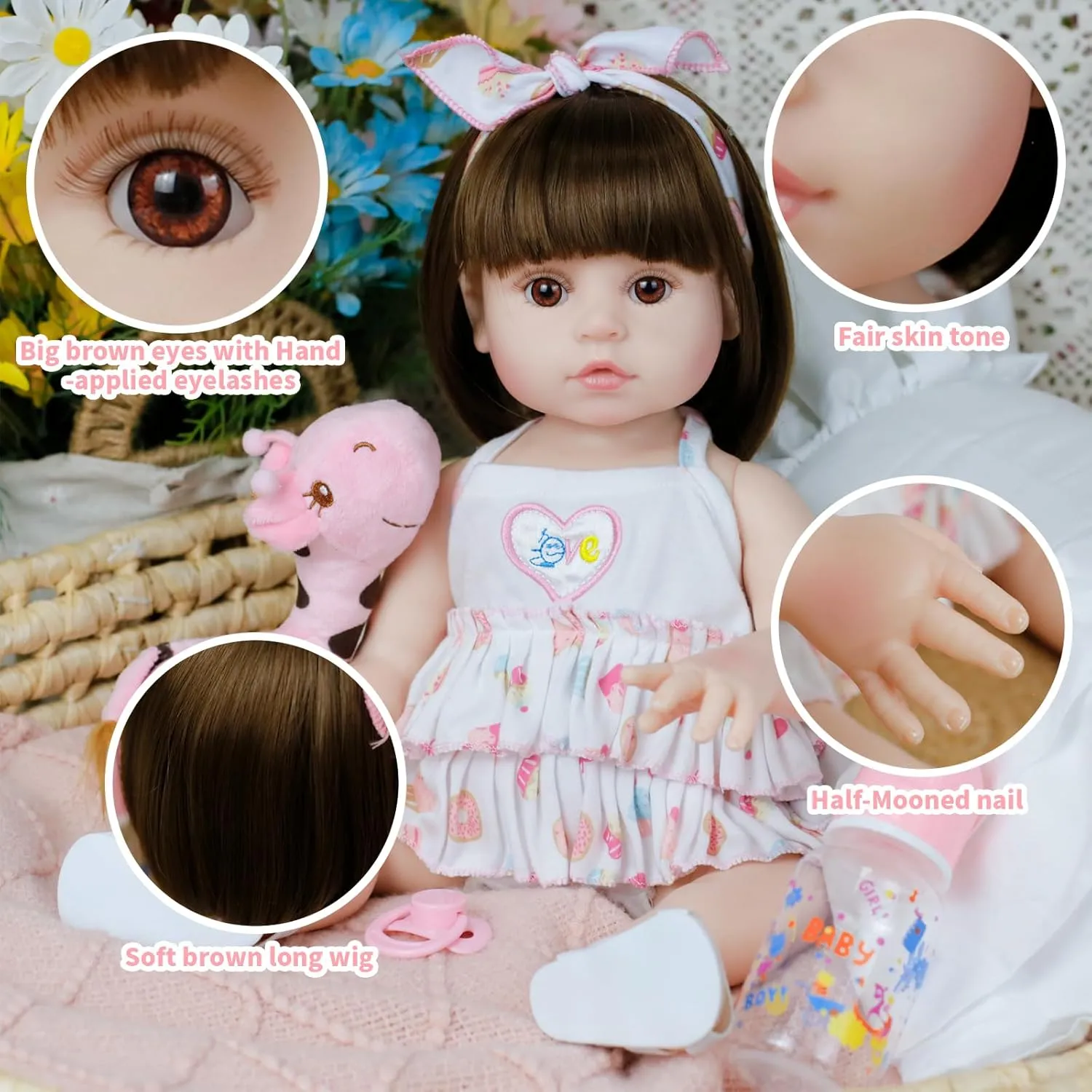 Lifelike Reborn Baby Dolls 18 Inch Realistic Newborn Baby Dolls Girl Handmade Real Life Toddler Dolls with Clothes for Kids Age 3 
