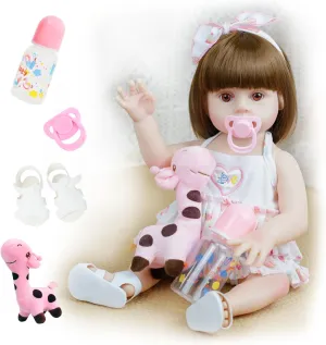 Lifelike Reborn Baby Dolls 18 Inch Realistic Newborn Baby Dolls Girl Handmade Real Life Toddler Dolls with Clothes for Kids Age 3 