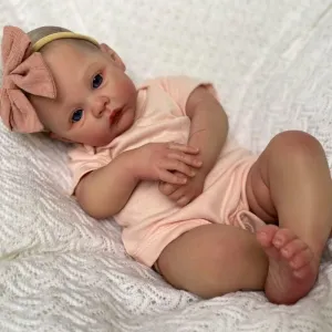Lifelike Reborn Baby Dolls 19 Inch Realistic Newborn Vinyl Girl Real Life Baby Dolls Hand Painted Hair Toy for Kids Age 3 