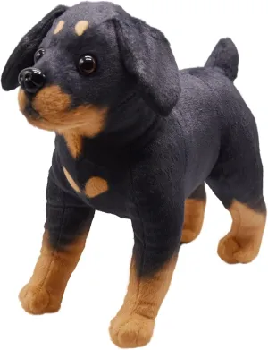 Lifelike Rottweiler Dog Stuffed Animal Simulated Plush Puppy Toy Doll Super Realistic Black Dogs Act Like Real Excellent Gifts for Kids Birthday Party Dog Collection 12 Inches (Rottweiler)