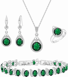 LMXXVJ Jewelry Set For Women,Platinum Plated Necklace Ring Earrings Bracelet Costume Jewelry Set Mother's Day Christmas Birthday Thanksgiving Day Gift for Mom/Wife