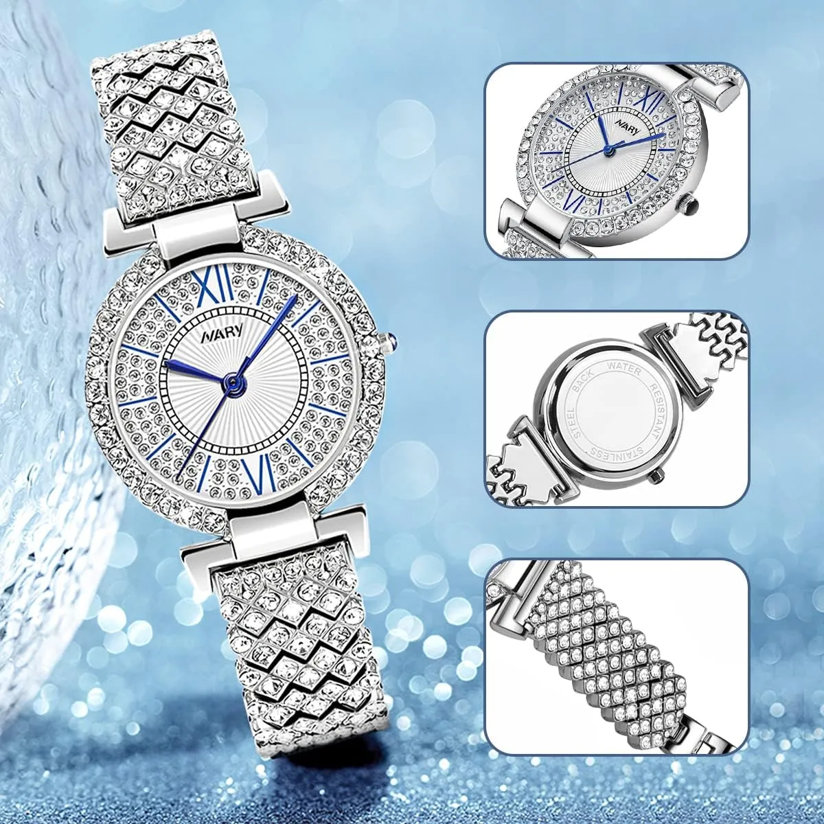 Luxury Quartz Starry Sky Dial Ladies Wrist Watches,Magnetic Mesh Band Watch and Bracelet Set…