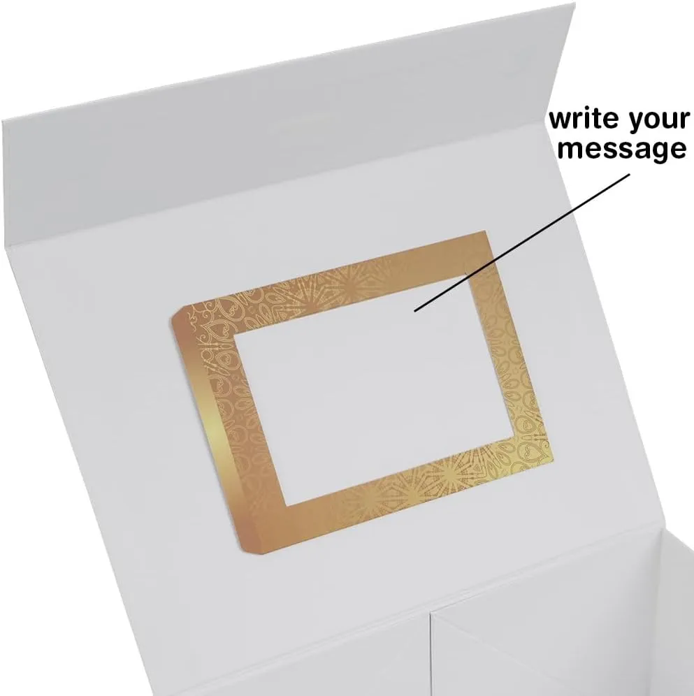 Luxury White Personalized Gift Boxes Large (12x9x6") - 3 Pack Set with Instant DIY Lettering Kits, Magnetic Lids & Ribbons