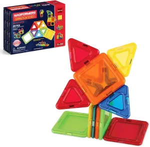 MAGFORMERS Window Plus 40 Pieces Rainbow Colors, Educational Magnetic Geometric Shapes Tiles Building STEM Toy Set Ages 3 