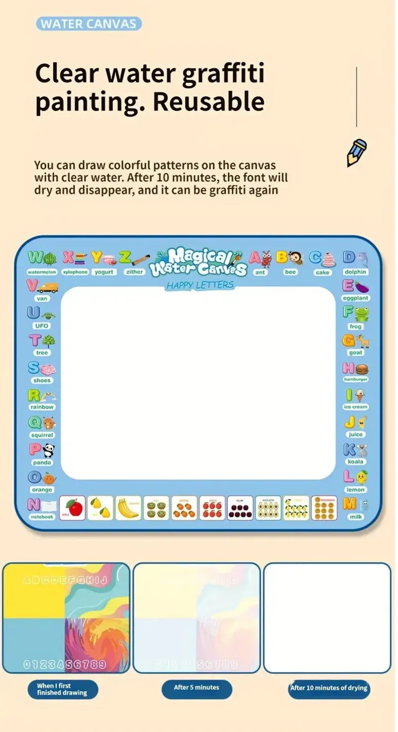 Magic Water Coloring Doodle Drawing Mat with Reusable Magic Pens 100x80cm