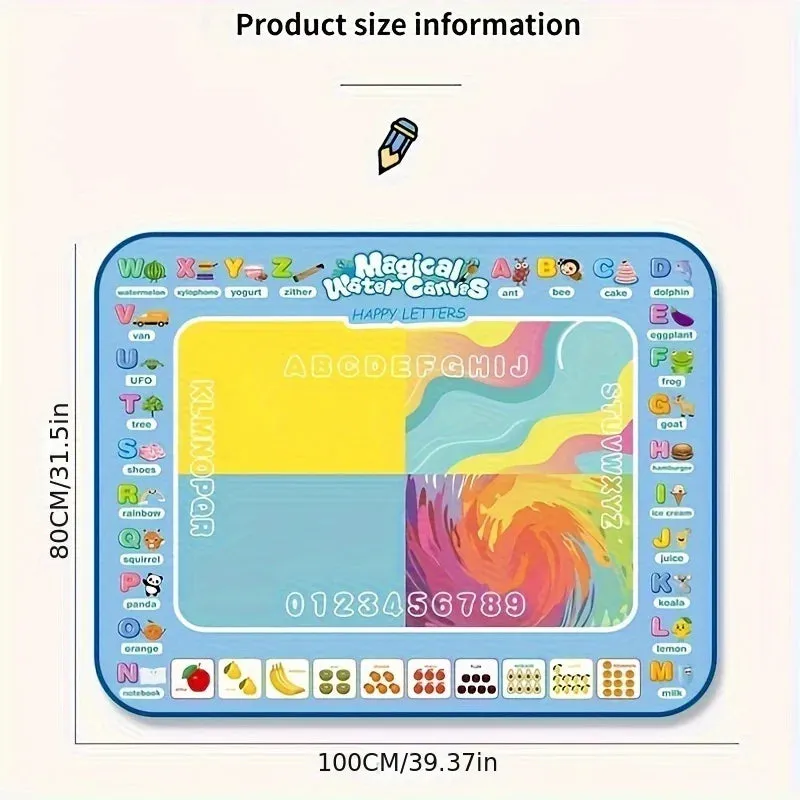 Magic Water Coloring Doodle Drawing Mat with Reusable Magic Pens 100x80cm