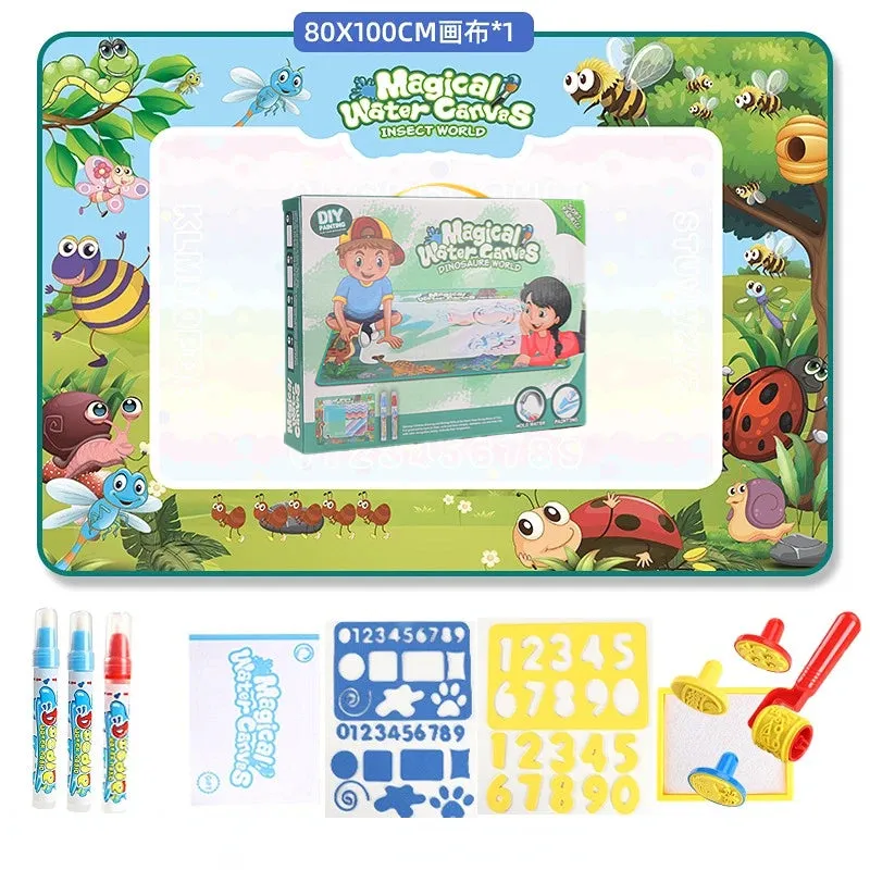Magic Water Coloring Doodle Drawing Mat with Reusable Magic Pens 100x80cm