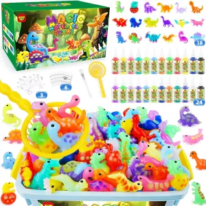 Magic Water Elf Toy Kit, Crafts for Kids Ages 4-8, Aqua Fairy Water Gel Kit -24 Magic Gels,18 Dinosaur Molds, Magic Water Gel Kit, Magic Elf Water Toy, Birthday Gifts & Party Favors for Kids Ages 3 