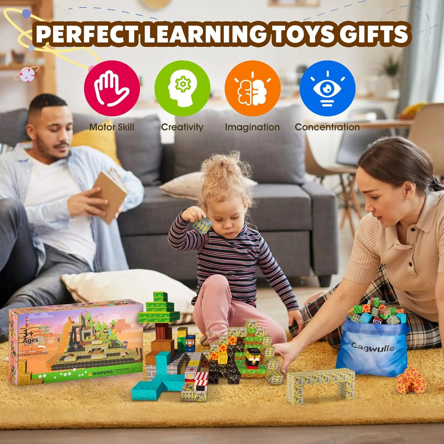 Magnetic Blocks 120PCS Building Blocks Magnet Cube Toys Stacking,STEM Sensory Magnetic Building Blocks for Kids,Magnet Tiles Building Toys for Kids Age 3 4 5 6 7 8 9 10 Birthday