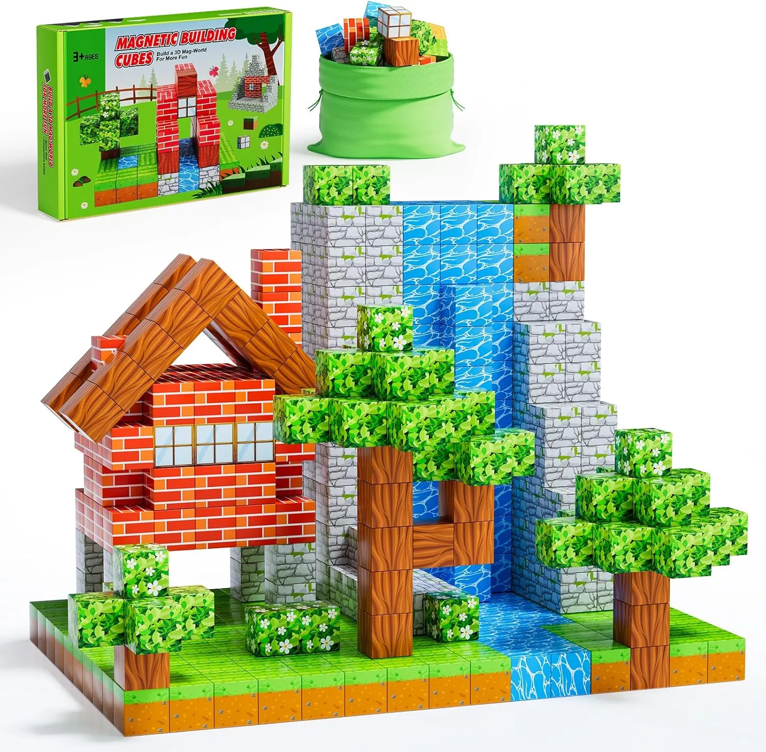 Magnetic Blocks - Build Magnet World Edition, Magnetic Blocks for Kids Ages 3-4, 4-8, Magnetic Toys for Boys & Girls, STEM Montessori Sensory Toys for Toddlers Gifts for 3  Years Old