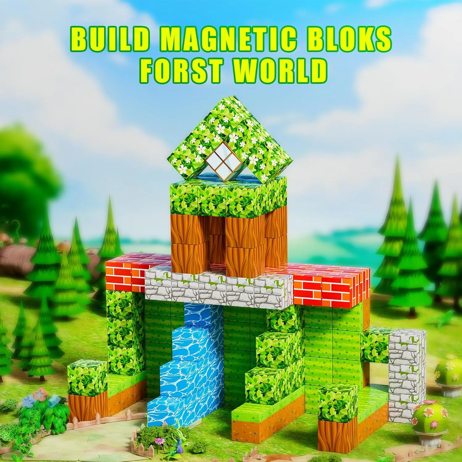 Magnetic Blocks - Build Magnet World Edition, Magnetic Blocks for Kids Ages 3-4, 4-8, Magnetic Toys for Boys & Girls, STEM Montessori Sensory Toys for Toddlers Gifts for 3  Years Old