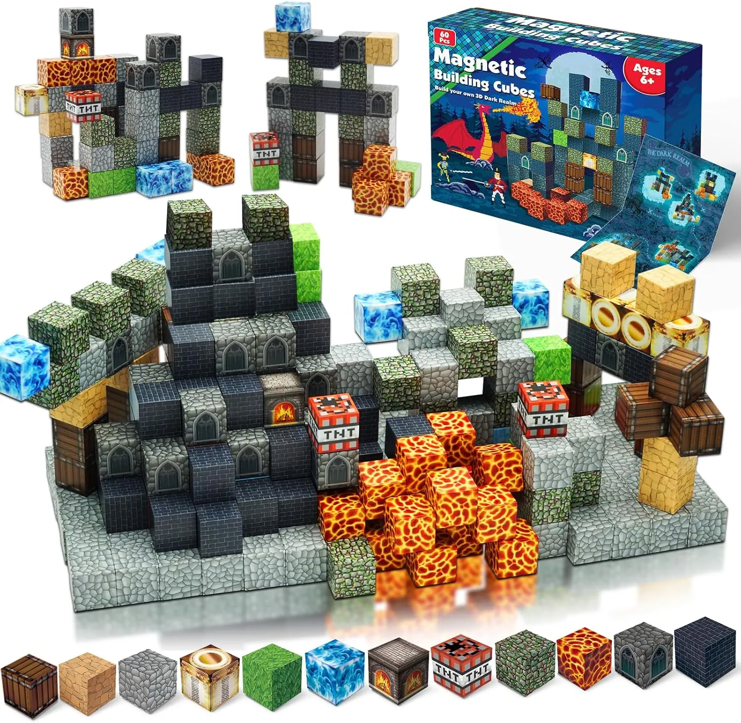 Magnetic Blocks - Build Magnetic Dark Castle Set - Magnetics Toys for Montessori Toddler Christmas Birthday Gifts - STEM Sensory Toys for 3 4 5 6 7 8 9 10 Year Old Boys & Girls