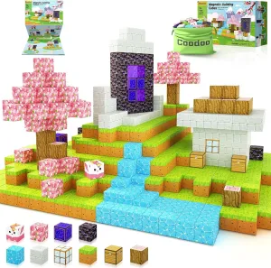 Magnetic Blocks - Build Mine Magnet World Cherry Blossom Set, Magnetic Tiles Building STEM Toys for Boys & Girl Kids Toddler Toys for 3  Years Old
