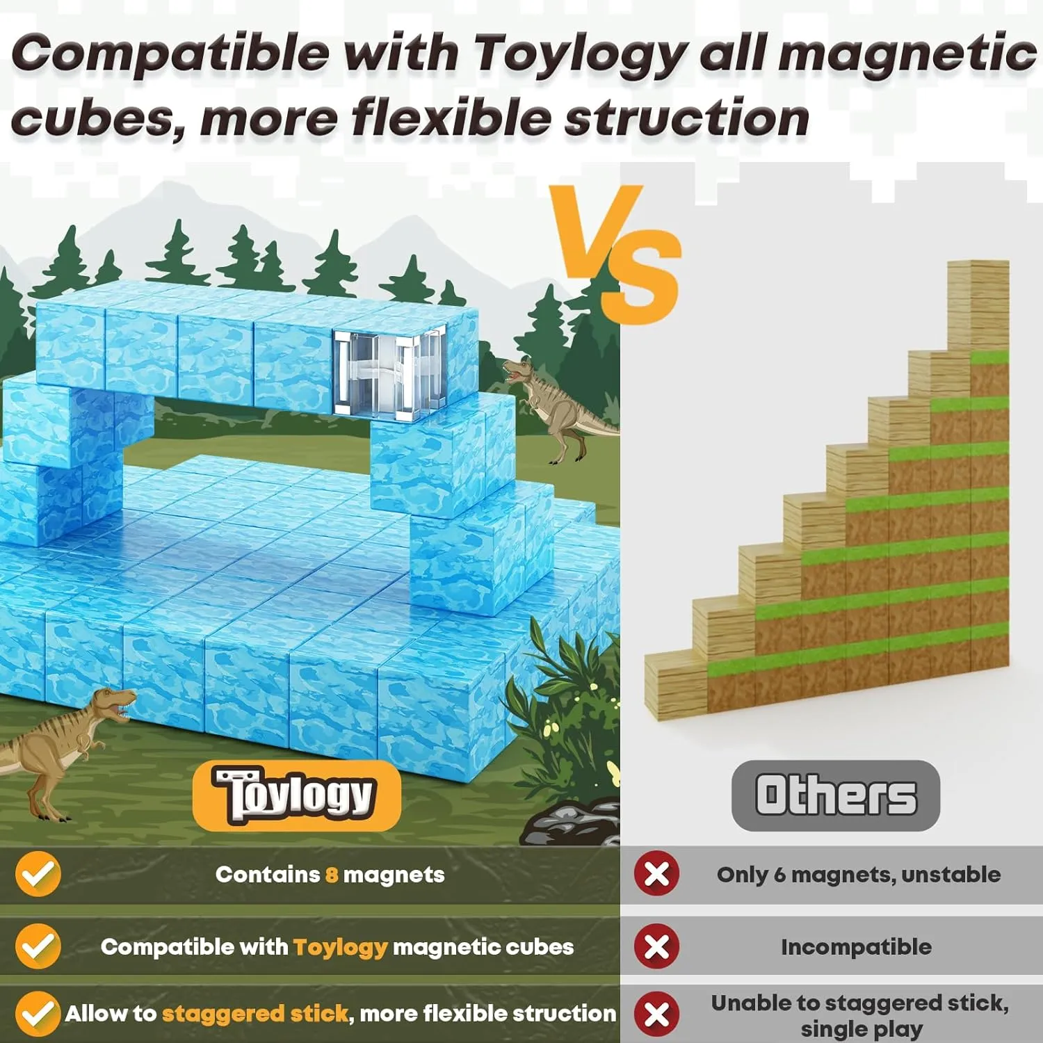 Magnetic Blocks-Build Mine Magnet World Water Edition, Magnetic Toys for Boys & Girls Age 3-4 4-5 6-8, STEM Montessori Sensory Toys for Toddlers Gifts for 3  Years Old Girls Boys