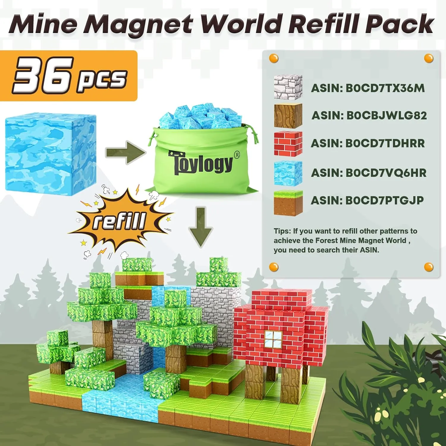 Magnetic Blocks-Build Mine Magnet World Water Edition, Magnetic Toys for Boys & Girls Age 3-4 4-5 6-8, STEM Montessori Sensory Toys for Toddlers Gifts for 3  Years Old Girls Boys
