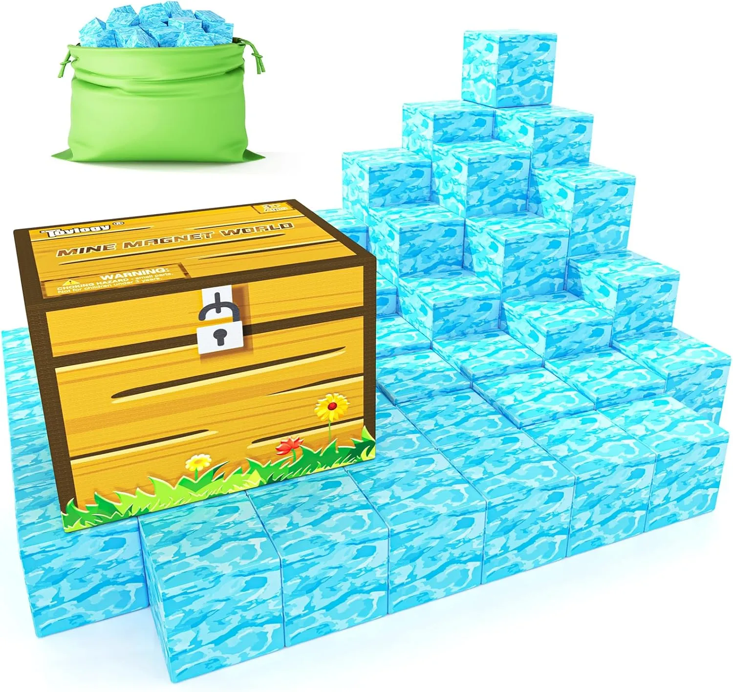 Magnetic Blocks-Build Mine Magnet World Water Edition, Magnetic Toys for Boys & Girls Age 3-4 4-5 6-8, STEM Montessori Sensory Toys for Toddlers Gifts for 3  Years Old Girls Boys