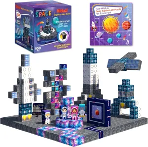 Magnetic Building Blocks – Space Adventure Edition - 100-Piece STEM Toy for Kids 3-10  - Creative - Screen-Free Fun - 1 inch Strong Magnets, Durable & Travel-Friendly - Great Gift for Boys & Girls