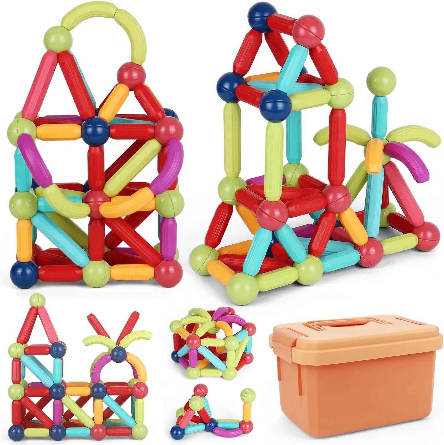 Magnetic Building Blocks Toy, Educational Magnetic Building Sticks, Toddler Toys, Magnet Toy Set, Montessori Toys for Boys Girls, Gift Set for Kid’s Early Educational Learning