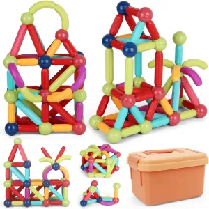 Magnetic Building Blocks Toy, Educational Magnetic Building Sticks, Toddler Toys, Magnet Toy Set, Montessori Toys for Boys Girls, Gift Set for Kid’s Early Educational Learning