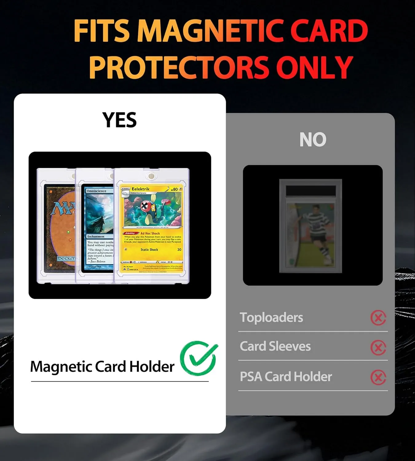 Magnetic Card Holder Box - Trading Card Storage for Magic the Gathering PKM, Card Protection for CCG TCG PTCG MTG Collectors with 2 PCS EVA Foam Divider, Black and Red