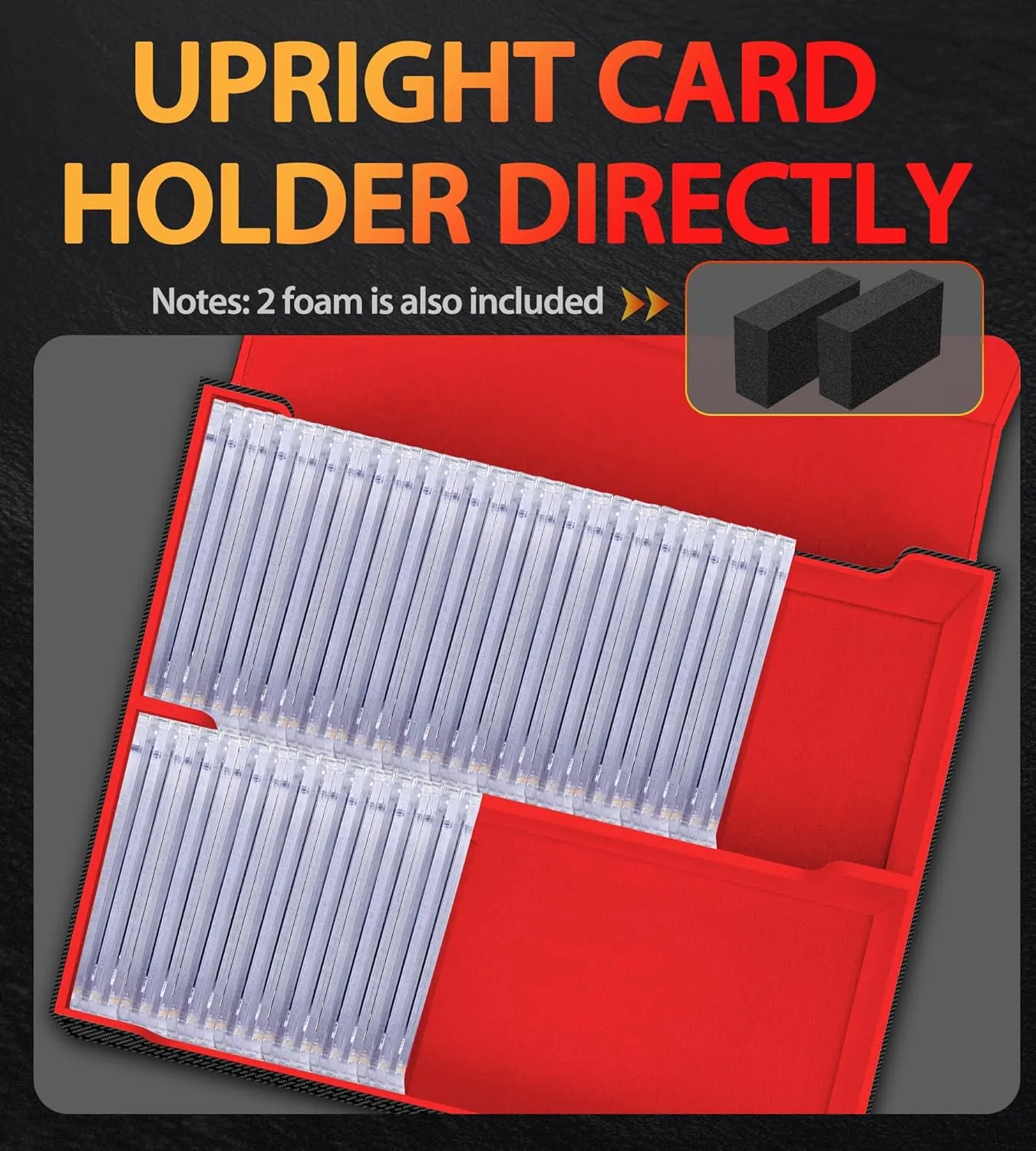 Magnetic Card Holder Box - Trading Card Storage for Magic the Gathering PKM, Card Protection for CCG TCG PTCG MTG Collectors with 2 PCS EVA Foam Divider, Black and Red