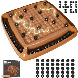 Magnetic Game Chess, Magnet Game Board Games for Kids and Adults, Magnet Chess Set Family Games Ideal for Family and Friend Game Night, 2-4 Players (Brown)