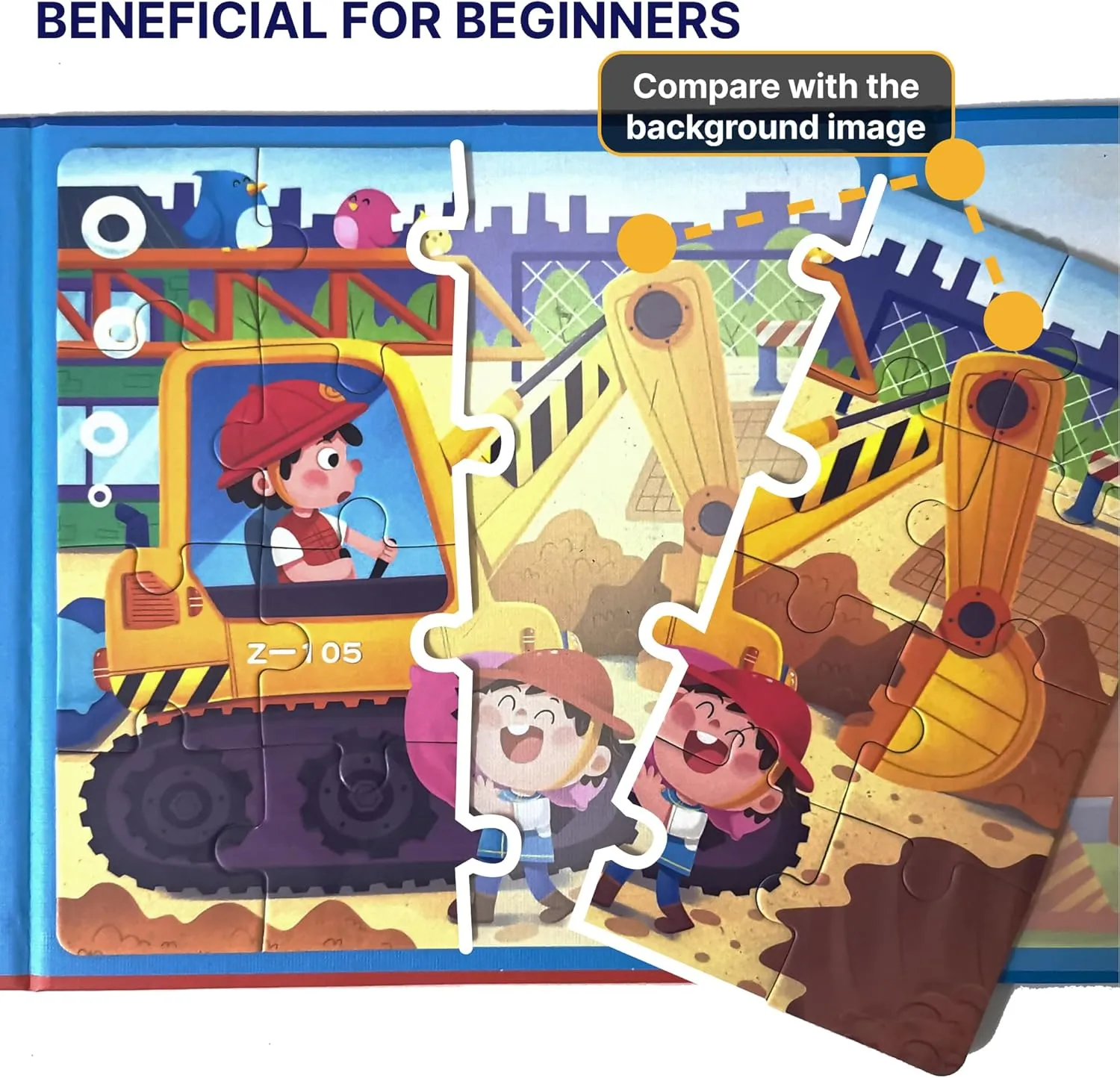 Magnetic Puzzle Book for Kids 3  | 3-in-1 Educational Travel Toy with Age-Guided Reference Images | Waterproof, Portable & Montessori-Approved Learning Games (Fire-Fighting)