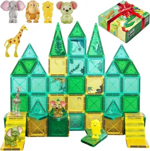 Magnetic Tiles for Kids Ages 4-8 Educational Toys Magnet Building Blocks 54 Set Montessori Cubes for Boys Girls Gift Birthday Present Sensory Learning Preschool Daycare Kindergarden