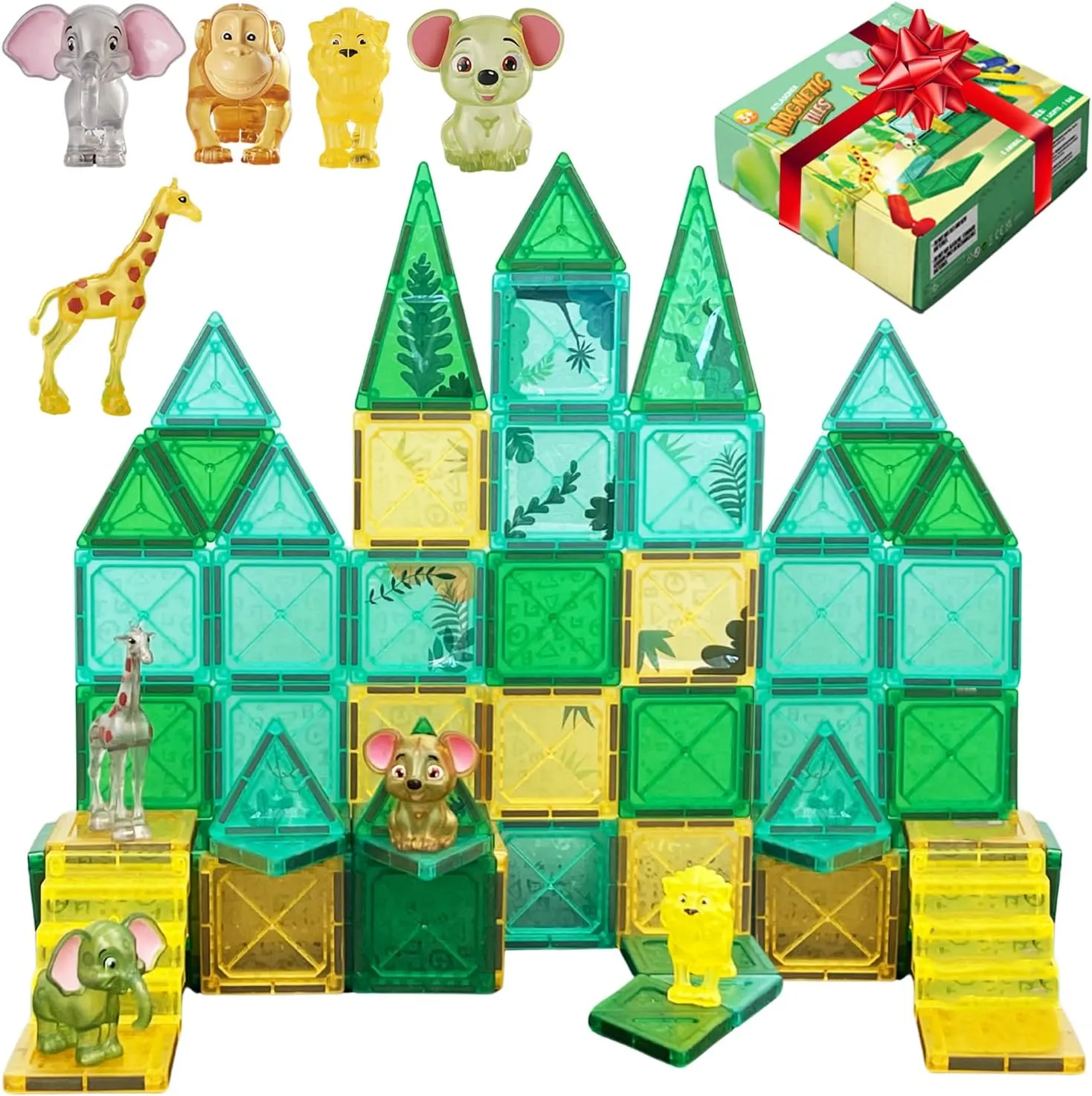 Magnetic Tiles for Kids Ages 4-8 Educational Toys Magnet Building Blocks 54 Set Montessori Cubes for Boys Girls Gift Birthday Present Sensory Learning Preschool Daycare Kindergarden