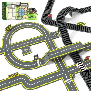 Magnetic Tiles Road & Train Track Expansion Pack Magnetic Building Blocks Construction Kids Toys for Ages 3-12 Boys Girls Building Toys Includes Road Tracks, Traffic Lights, Parking Spot