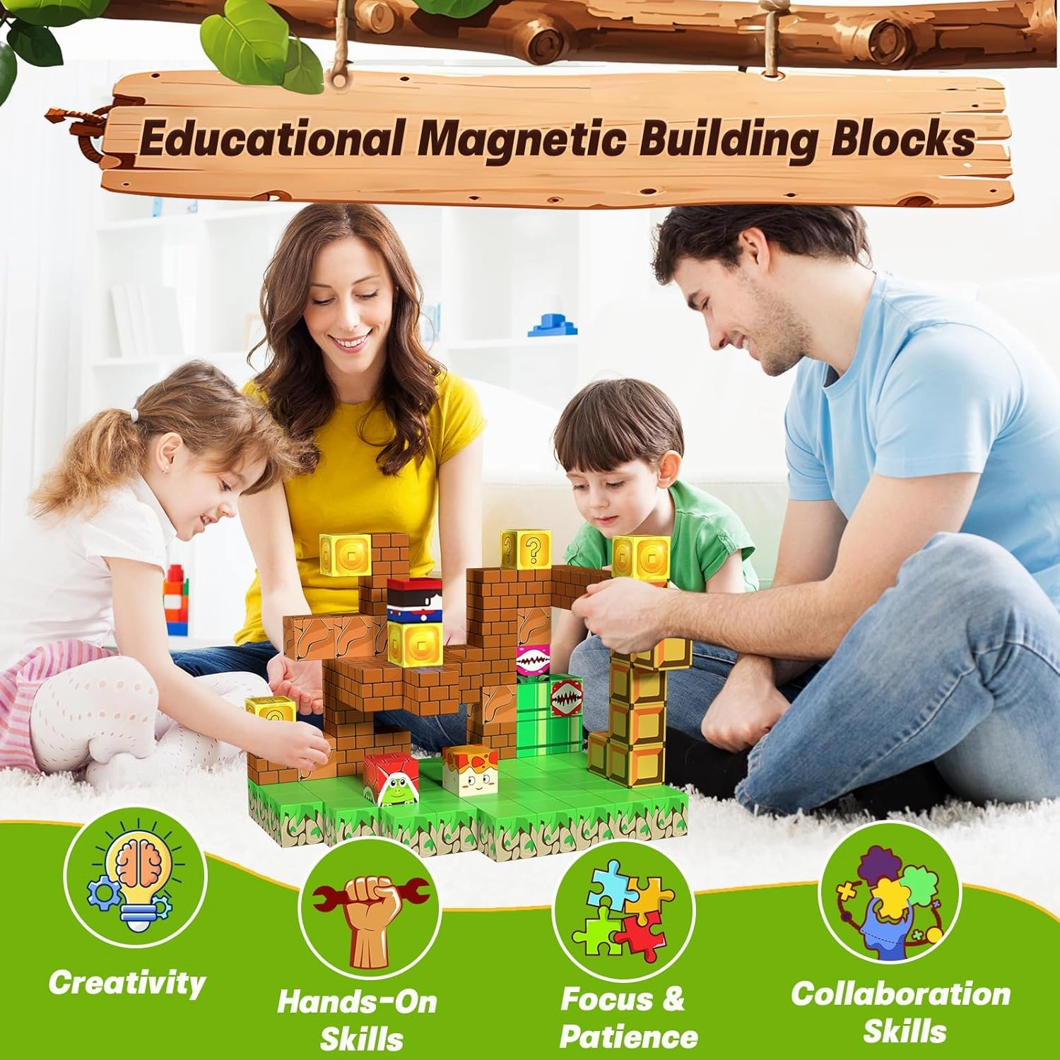 Magnetic Blocks, Magnetic Magic Set for Boys & Girls Toys, STEM Sensory Toys for Kids Ages 3-5, 4-8, 8-12 Christmas Birthday Gifts (Video Game)