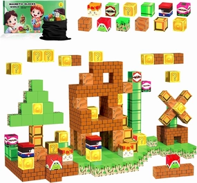 Magnetic Blocks, Magnetic Magic Set for Boys & Girls Toys, STEM Sensory Toys for Kids Ages 3-5, 4-8, 8-12 Christmas Birthday Gifts (Video Game)