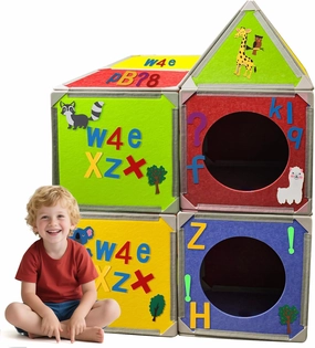 Magnetic Fort Building Panels – 16PCS Stable Felt Panels with Stickers Toy Set, Kids Magnet Playhouse with Alphabet, Number & Animal Felt Toys for Creative Construction