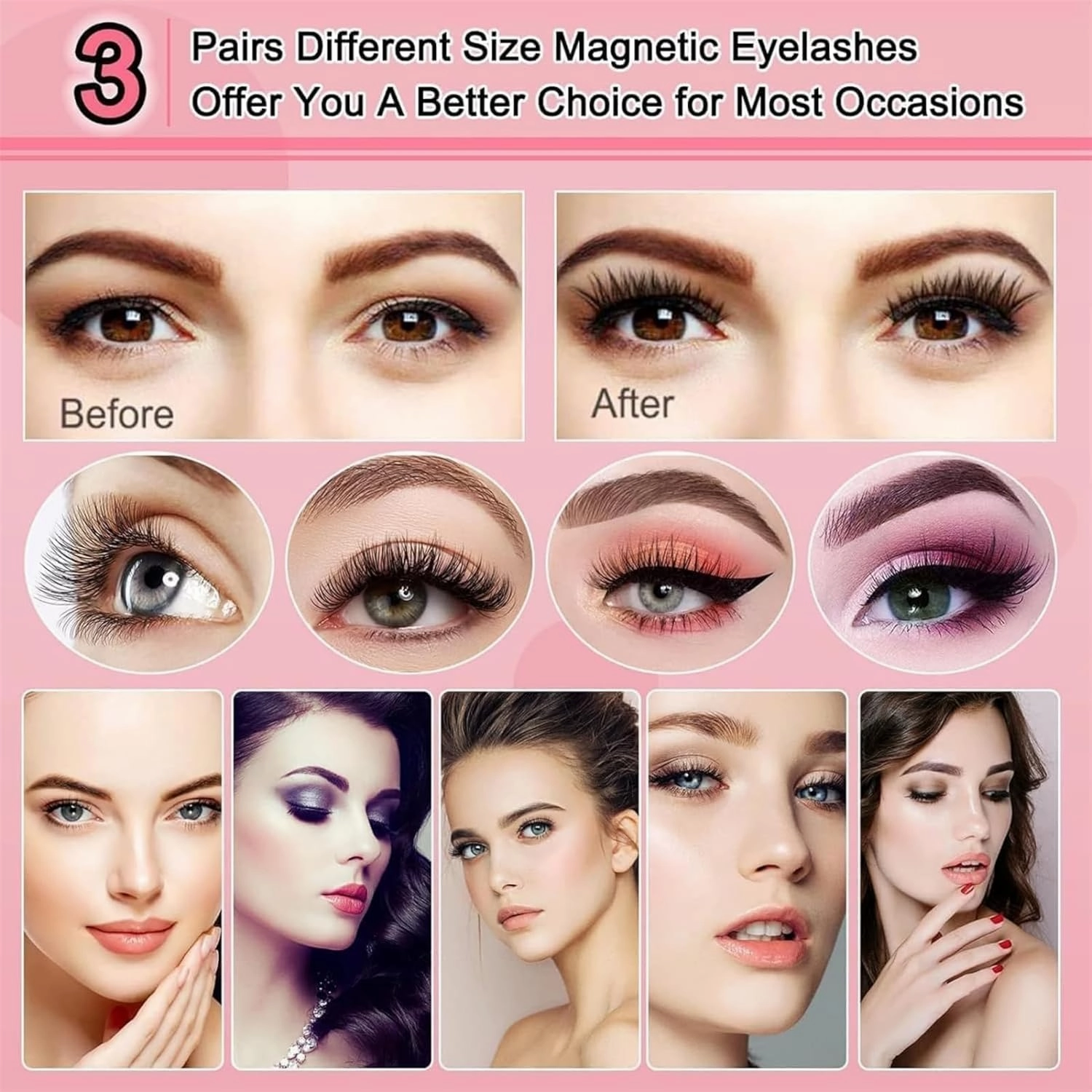 Magnetic Lashes Kit - Magnetic Eyelashes with Applicator, 2025 New Eyelashes Natural Look (Natural, 2 Set)