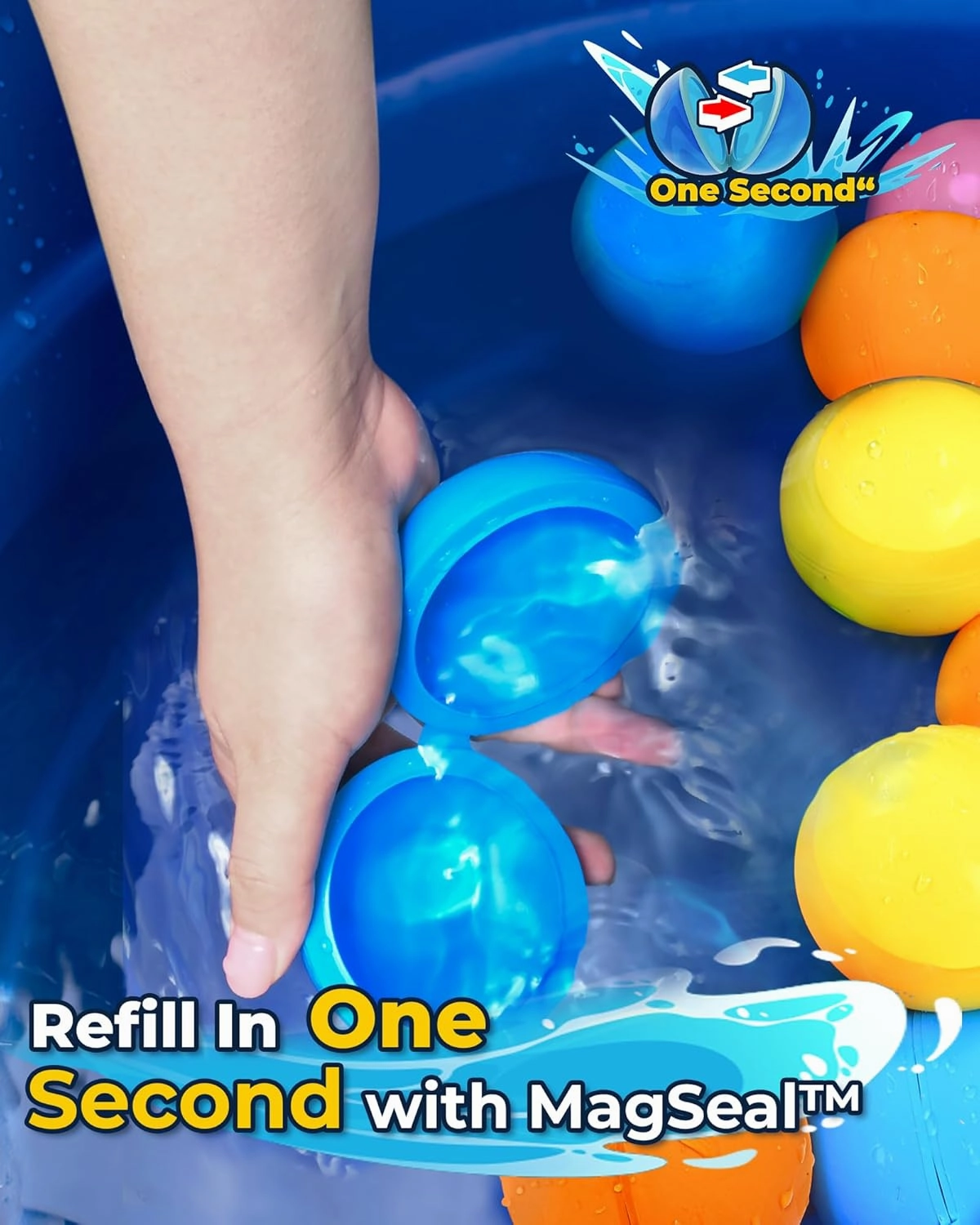 Magnetic Reusable Water Balloons for Kids, Refillable Water Balls Quick Fill for Pool, Outdoor Games for Beach, Summer Toys for Kids 4-10 (10Pack)
