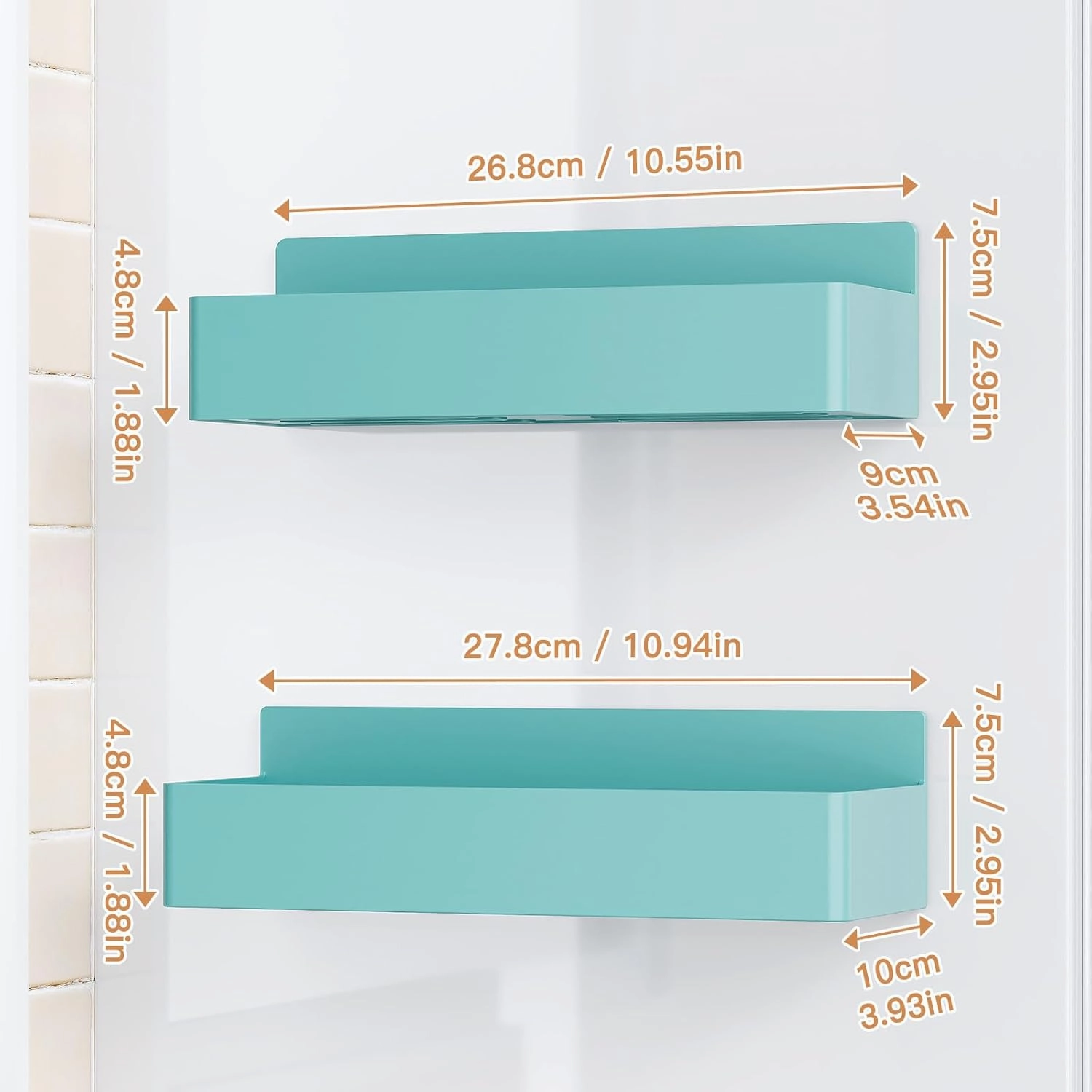 Magnetic Spice Rack for Refrigerator, Kitchen Organizer and Storage Shelf, Blue(2 Pack)