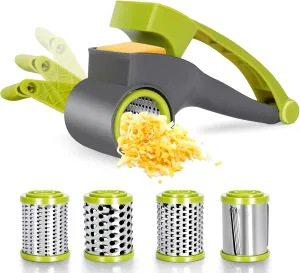 Masthome Cheese Grater with Handle, Parmesan Cheese Grater Handheld with 4 Stainless Steel Drums,Cheese Grate Rotary for Grating and Shredding Hard Cheese, Chocolate, Nuts