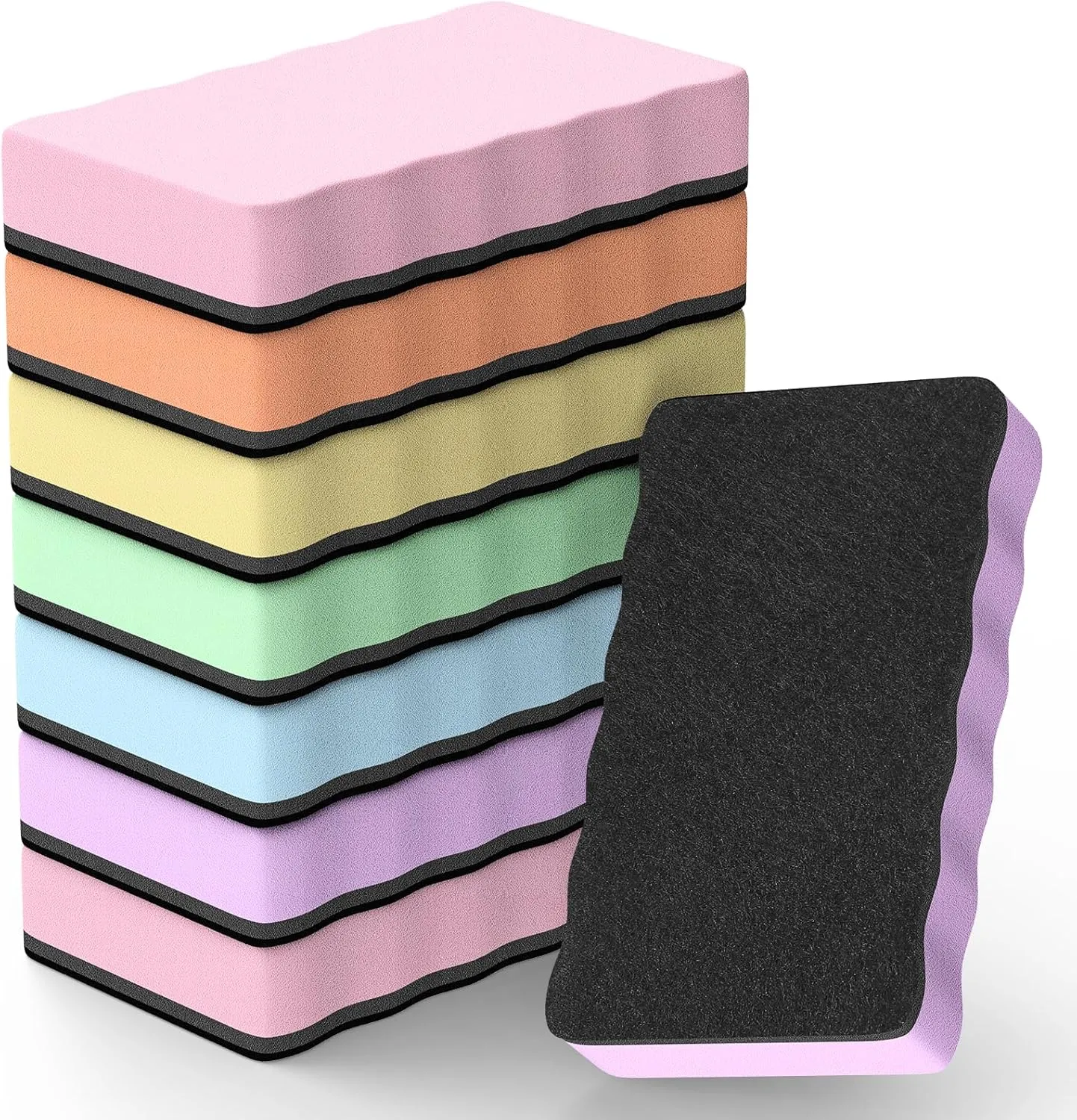 MaxGear (Bundle of 2 Sets) Whiteboard Erasers, 8 Pack Magnetic Dry Erase Erasers, White Board Erasers Bulk for Dry Erase Board for Classroom, Office, Home (6 Pastel Color Set, 4 x 2 x 0.6 Inch)