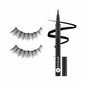 Maximeyes Drama Magnetic Eyelashes & Eyeliner Powder, Matte Finish, 02 Exceptional - Chic & Classy (Lengthening) 3ml, Black