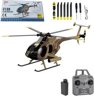 MD500 C189 RC Helicopter, 1/28 Scale 2.4G 4CH Single-Rotor RC Helicopter with Altitude Hover & Optical Flow Positioning - RTF