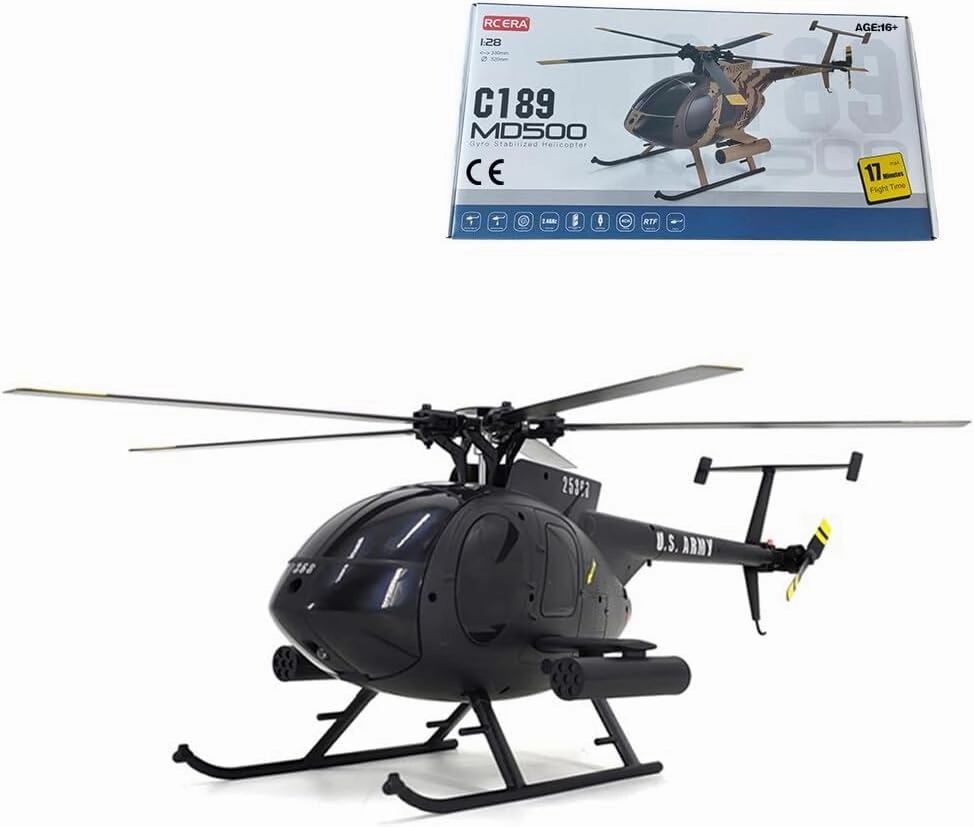 MD500 C189 RC Helicopter for Adults, 1/28 Scale 2.4G 4CH Single-Rotor Brushless Flybarless RC Helicopter with 6-Axis Gyro - RTF