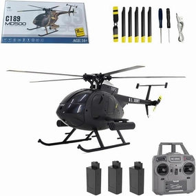 MD500 C189 RC Helicopter for Adults, 1/28 Scale 2.4G 4CH Single-Rotor Brushless Flybarless RC Helicopter with 6-Axis Gyro - RTF
