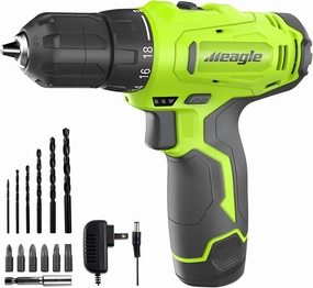 Meagle Cordless Drill, 12V Power Drill set with Battery & charger, 2 Variable Speed Electric Drill 18 1 Torque Setting, 3/8” Chuck with Drill Bits