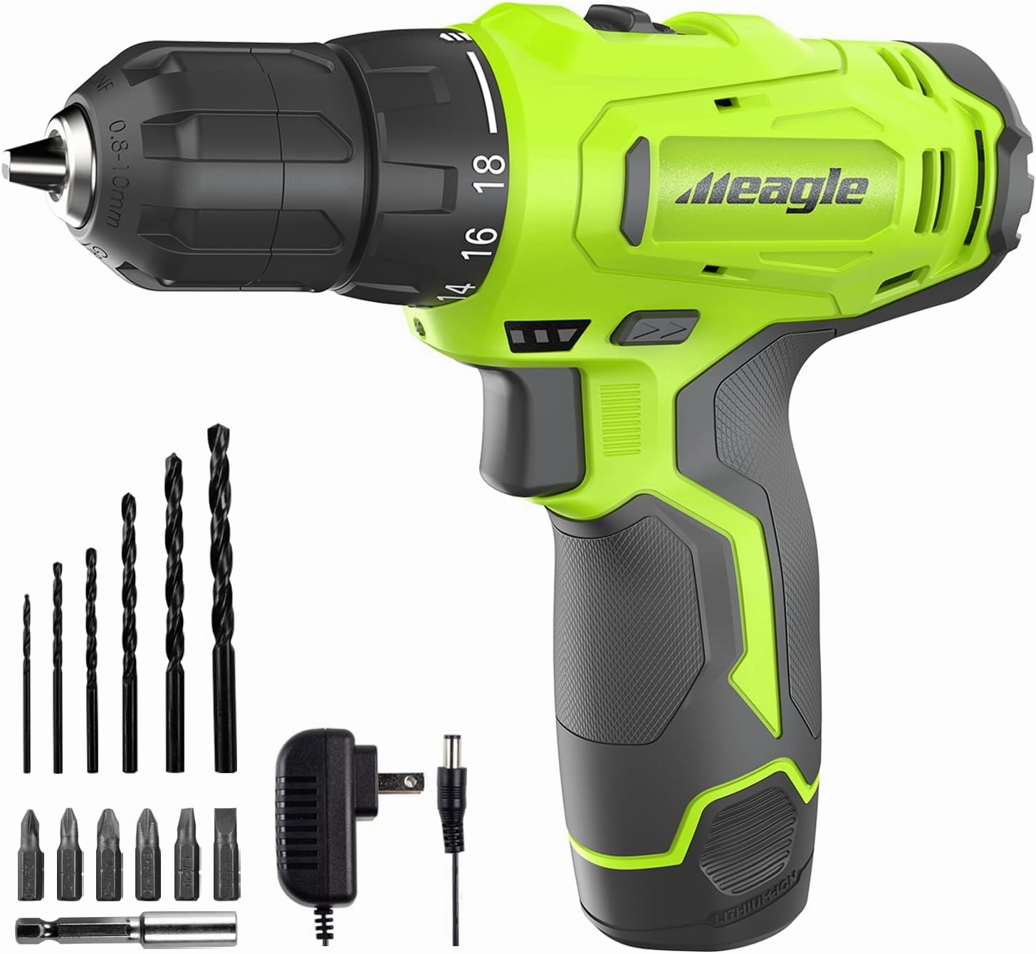 Meagle Cordless Drill, 12V Power Drill set with Battery & charger, 2 Variable Speed Electric Drill 18 1 Torque Setting, 3/8” Chuck with Drill Bits