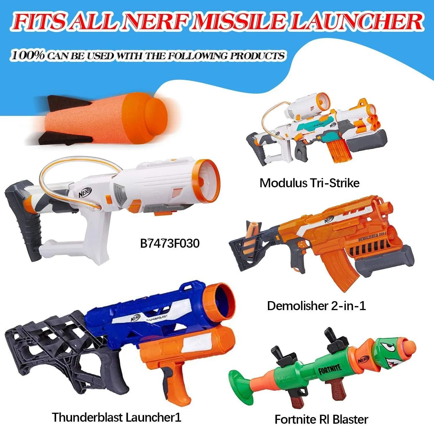 Mega Missile Refill for Nerf N-Strike Elite Series, 8Packs, Ruibytree Compatible Darts Mega Missile Refill Bullets Foam Rockets for Nerf Party- with Storage Bag