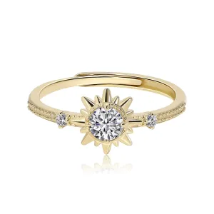 Meissa Gold Rings for Women 925 Sterling Silver Promise Diamond Ring Sun Ring Handmade Statement Rings Size Adjustable from 3-10, Gold