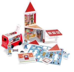 Melissa & Doug Magnetivity Magnetic Tiles Building Play Set – Fire Station